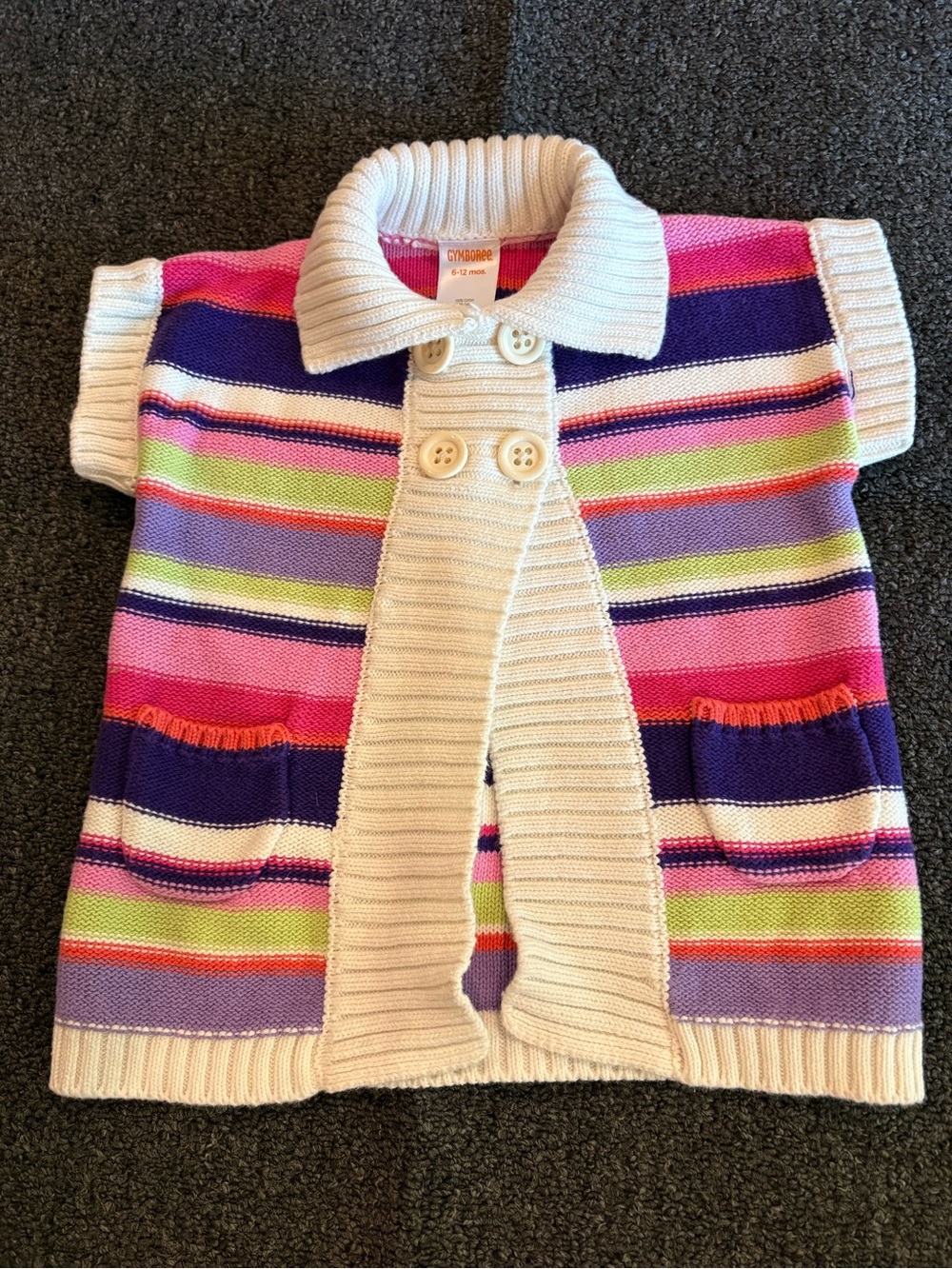 Gymboree Vintage 2013 Baby Girl Striped Sweater Cardigan 6-12M 100% Cotton